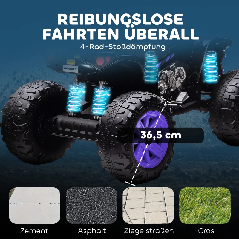 AIYAPLAY Kinder Elektrische Quad, 24V Elektrisch Voertuig met 4 Wielen, Koplampen, USB-aansluiting, MP3-functie, 6,5 km/u, 3-8 jaar