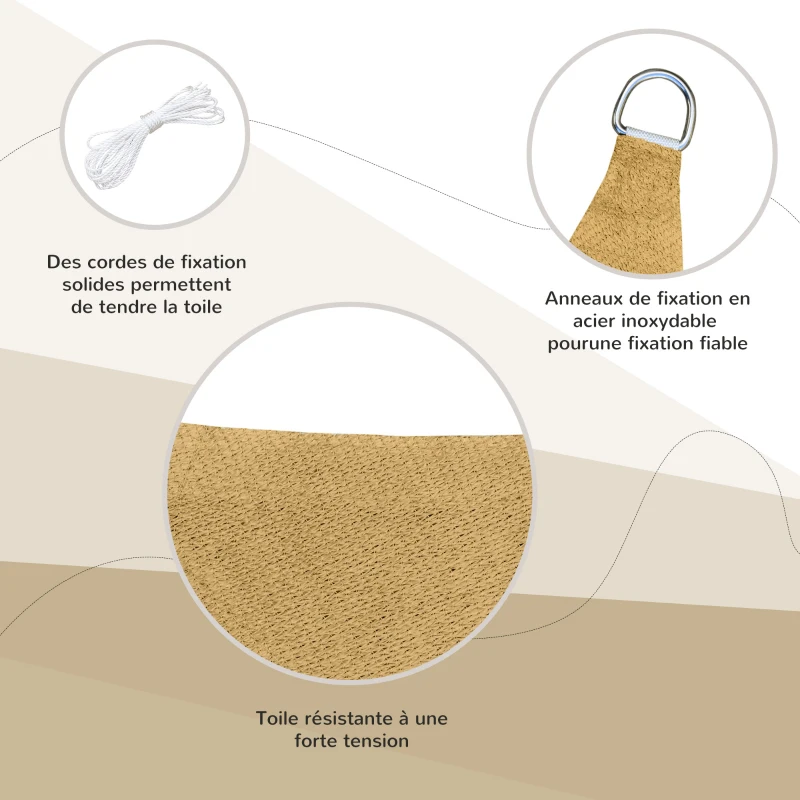 Outsunny Voile d'ombrage rectangulaire 3 x 4 m polyéthylène Haute densité Protection UV Avec sac de rangement - Coloris sable