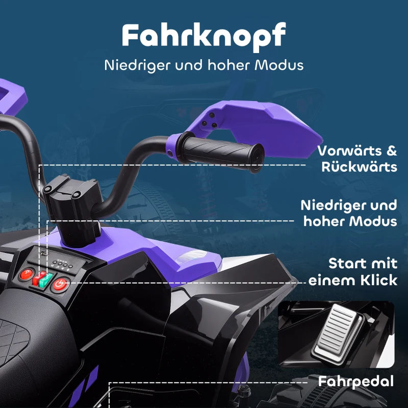 AIYAPLAY Kinder Elektrische Quad, 24V Elektrisch Voertuig met 4 Wielen, Koplampen, USB-aansluiting, MP3-functie, 6,5 km/u, 3-8 jaar
