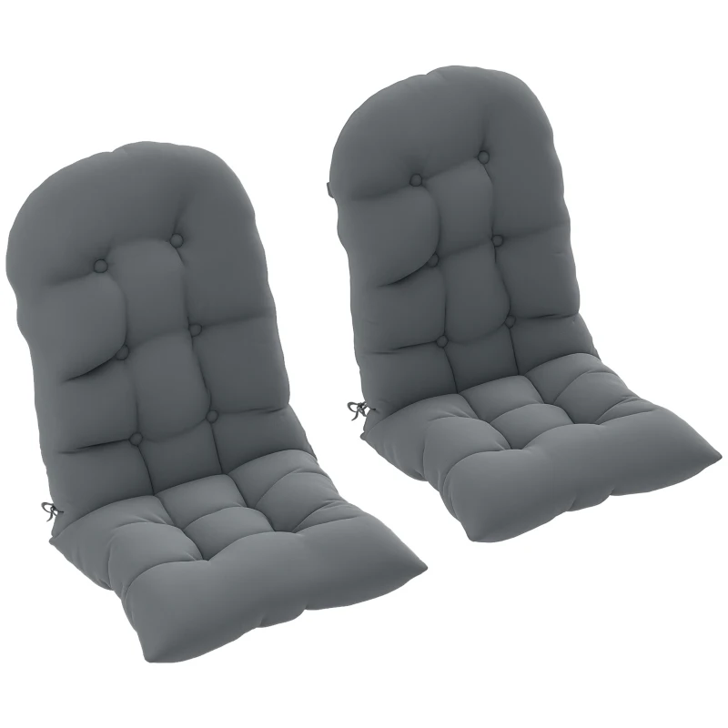 Outsunny Lot de 2 Coussin de Siège pour Chaise Adirondack avec Attaches Sécurisées, Design Capitonné Doux et Épais, Gris