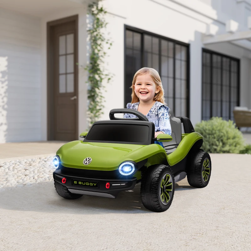 AIYAPLAY Coche Eléctrico para Niños de +3 Años Volkswagen E-Buggy 12V con Mando a Distancia 2,4 G Ruedas con Suspensión Verde