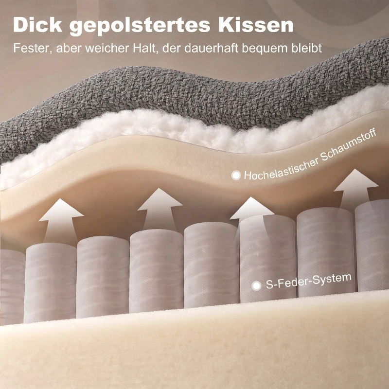 HOMCOM 4-in-1 2-zits slaapbank, L-vormige uitschuifbank met verstelbare rugleuning en zijvakken, grijs