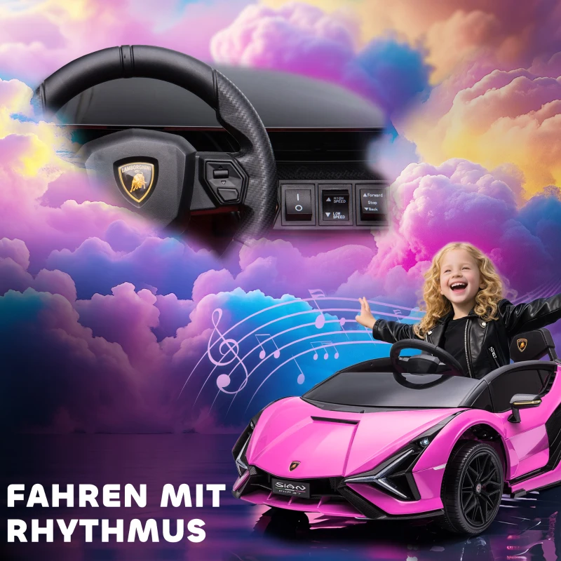 HOMCOM Elektrische Kinder Auto met Afstandsbediening voor 3-5 Jaar, Roze(m-7)