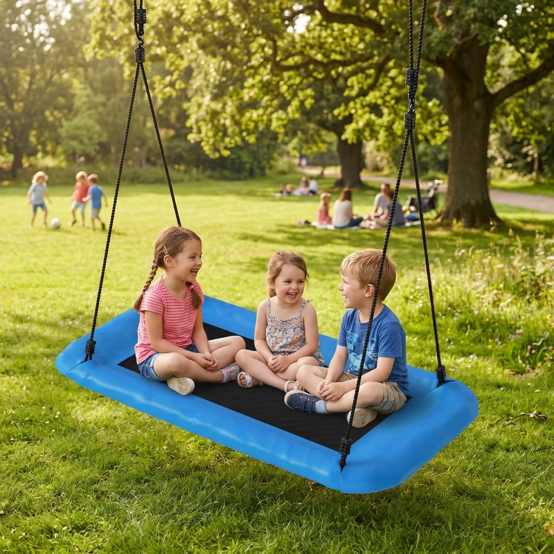 AIYAPLAY Nest Swing with Adjustable Ropes and Tree Straps, Basket Swing for Kids, 300KG Capacity for Indoor Outdoor, Blue