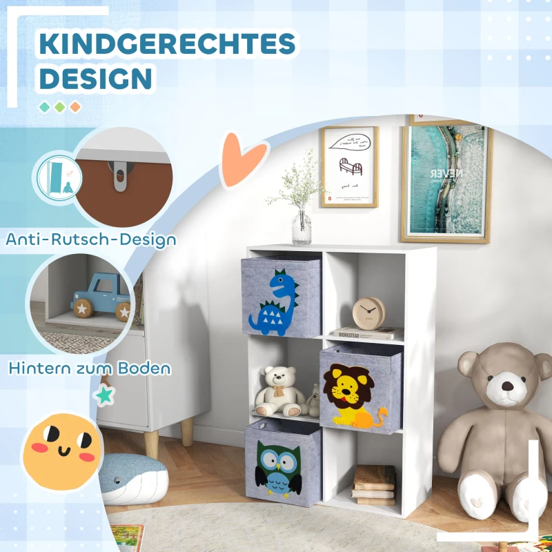 ZONEKIZ Opbergrek voor Kinderen, Blokken, Lades, MDF, Kantelbeveiliging, Grijs