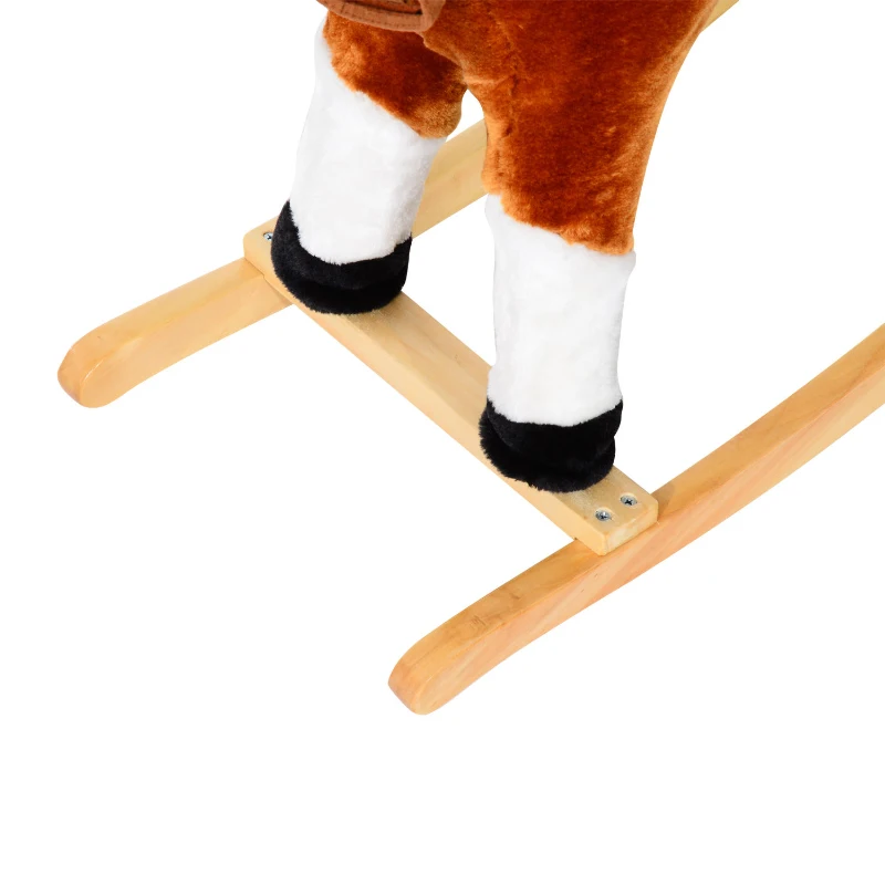HOMCOM Schommelpaard kinderen hinniken schommeldier schommelspeelgoed bruin