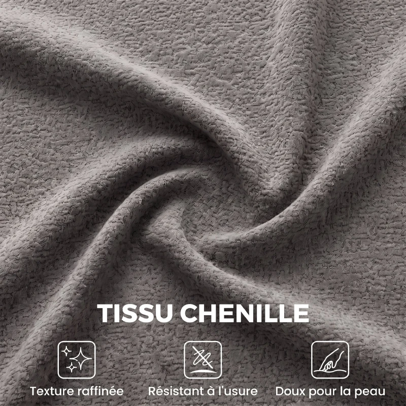 HOMCOM Canapé 3 Places en Chenille 220 cm, Canapé Salon Moderne avec Assise et Accoudoirs Larges, 3 Coussins, Gris