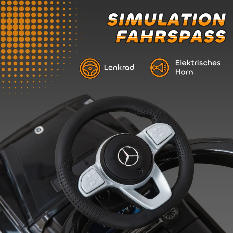 HOMCOM Rutschauto mit Schiebstange Mercedes-Benz G350 Rutschfahrzeug mit Lenkrad 3-in-1 Schiebeauto für 18-36 Monate Kinder Schwarz