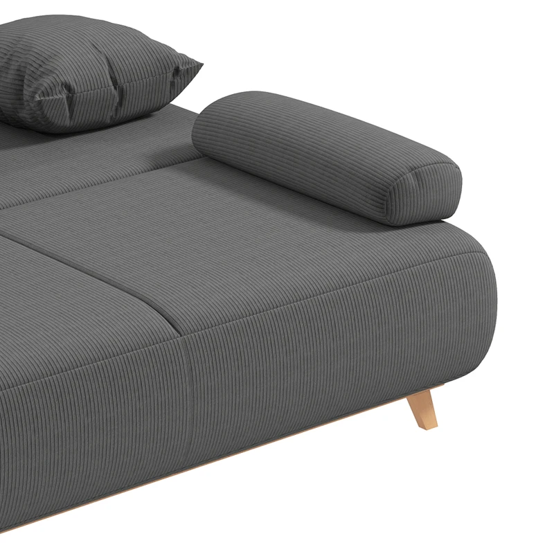 HOMCOM Slaapbank met verstelbare rugleuning, bedfunctie, verborgen opbergruimte en cordbekleding, grijs