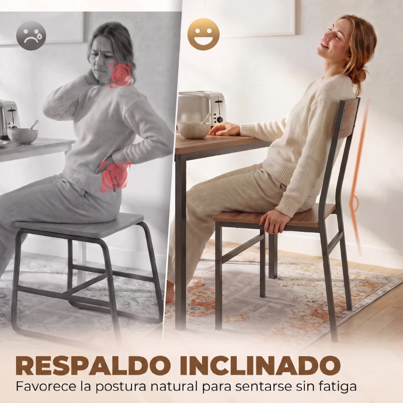 HOMCOM Conjunto Mesa de Comedor Extensible 120-160 cm y 6 Sillas Apilables para 4-6 Personas Marrón Efecto Madera