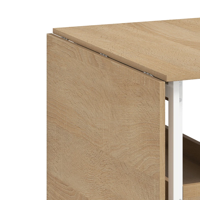 HOMCOM Inklapbare eettafel in industriële stijl voor maximaal 4 personen, met open vakken, flexibel, metaal, spaanplaat, naturel houtlook
