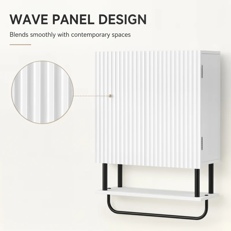 HOMCOM Bathroom Wall Cabinet Modern Space Saver Wall Mounted Cabinet Doors Storage White
