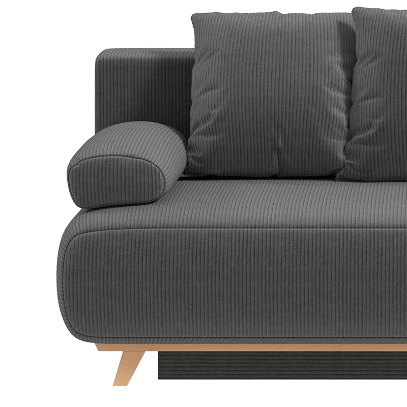 HOMCOM Slaapbank met verstelbare rugleuning, bedfunctie, verborgen opbergruimte en cordbekleding, grijs