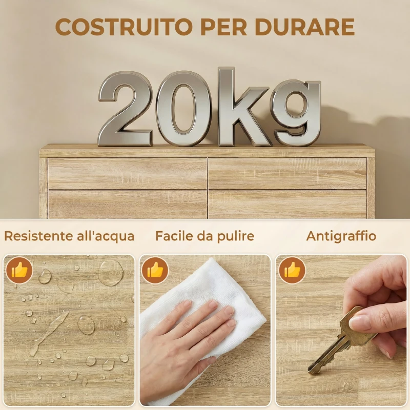 HOMCOM Mobile Sottolavabo, Bagno con Ripiano Regolabile, Push-to-Open Design.