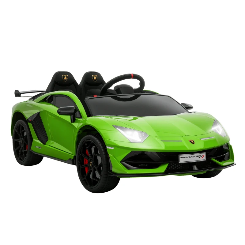 HOMCOM Mașină Electrică pentru Copii cu Telecomandă, Licență Lamborghini Aventador, Vârsta 3-8 Ani, Verde
