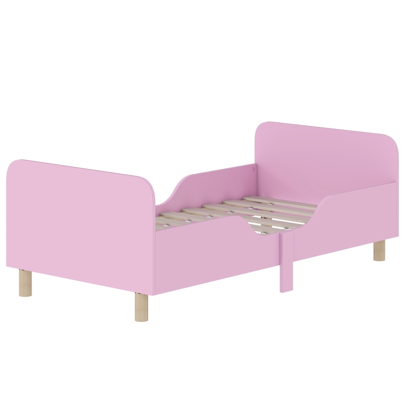 AIYAPLAY Kinderbedframe, eenpersoonsbed voor kinderen, veiligheidshekje, klein bed voor kinderkamer, MDF, zonder matras, Roze(m-10)
