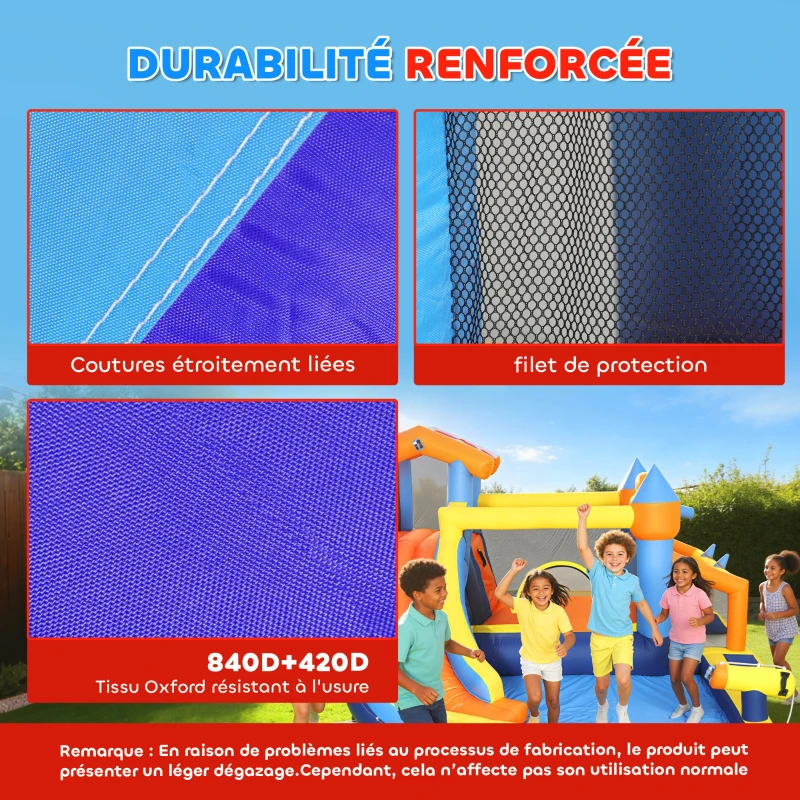 AIYAPLAY Château gonflable avec souffleur 8 en 1, parc aquatique, toboggan, trampoline, piscine à balles, multicolore