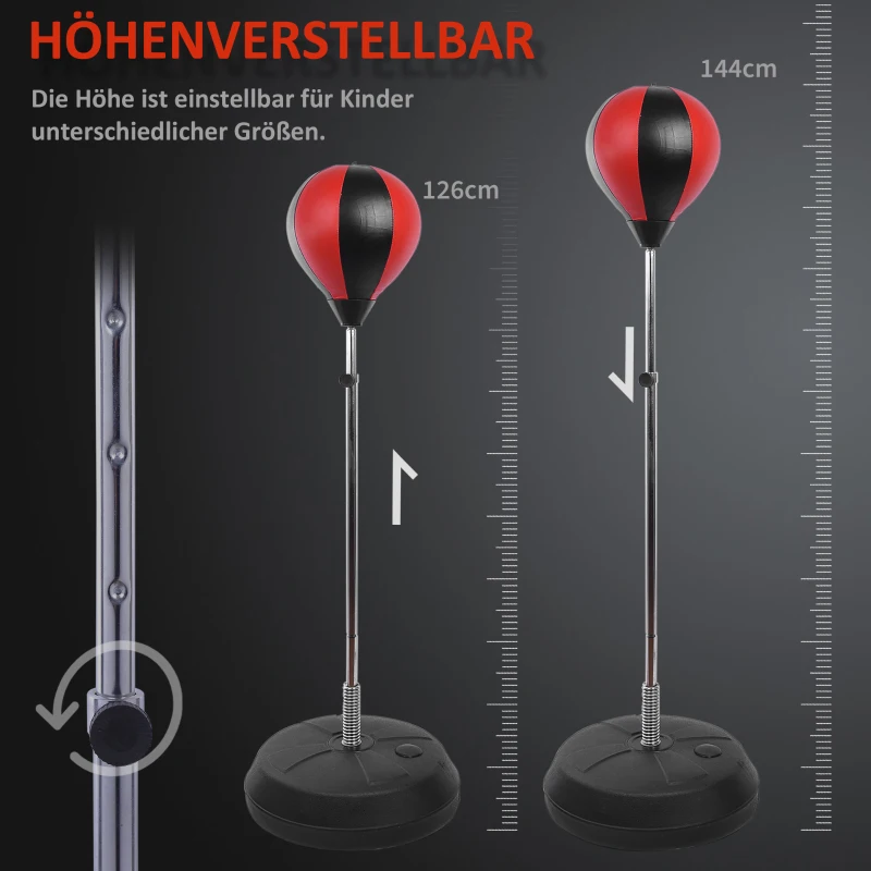 HOMCOM Bokstrainingset boksbal staande bokszak met handschoenen in hoogte verstelbaar(m-6)