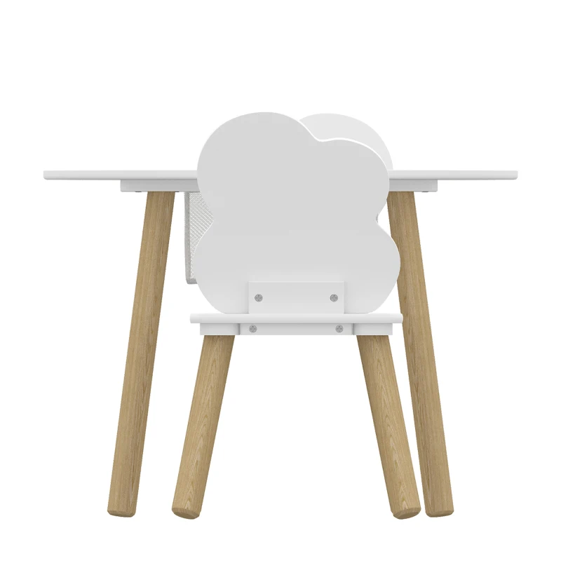 AIYAPLAY Ensemble 1 table ronde, 2 chaises pour enfant 3 pièces, dossier en forme d'ours, activités, bricolage, repas, 3-6 ans
