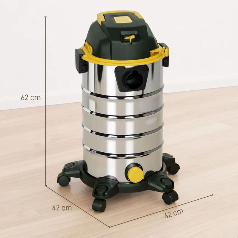 HOMCOM 1400W Vacuum Cleaner, 3-in-1 Wet and Dry Vacuum Cleaner with Blowing Mode and 30L Stainless Steel Tank, Yellow