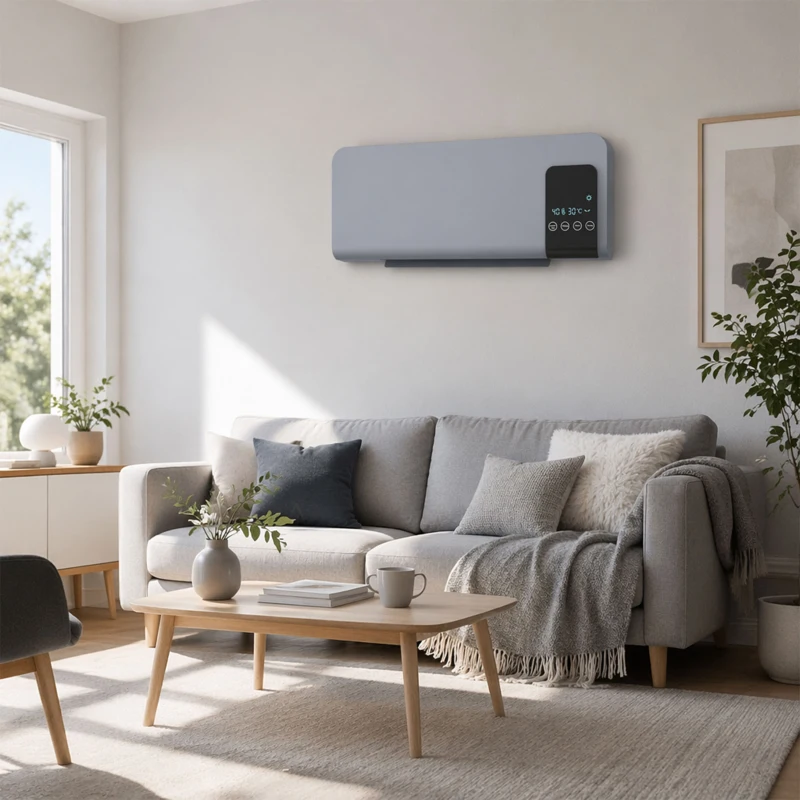 HOMCOM Elektrische wandverwarming met oscillatiefunctie, 2 standen, timer en LED-display, grijs