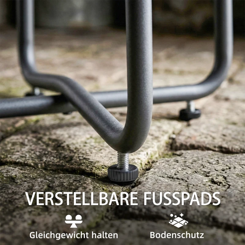Outsunny Gartentisch Ø48 cm, Wetterfest Balkontisch aus Metall, rund Terrassentisch für Garten Terrasse Balkon Naturholz