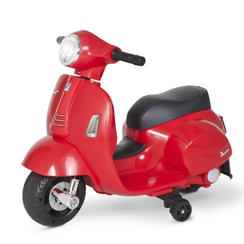 HOMCOM Vespa Licensed 6V Kids Electric Motorbike Ride On Motorcycle  Battery Powered for 18-36 Months with Horn Light Red