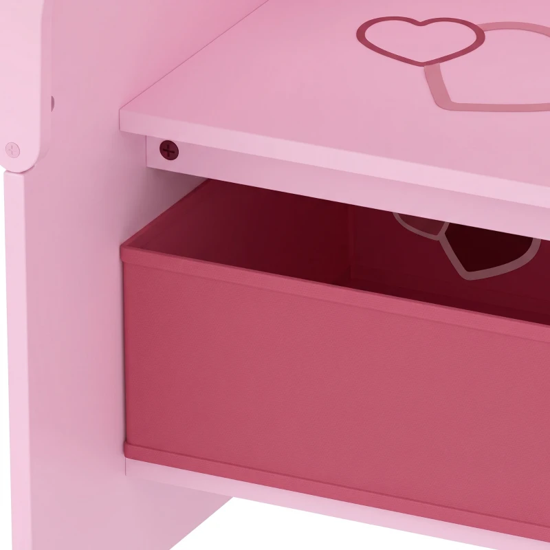AIYAPLAY Kindertafel met Stoel 2-in-1, Kinderzitgroep met Opbergruimte, Ruimtebesparend, voor 3-5 Jaar, Roze