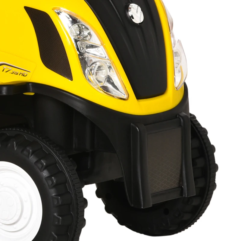 HOMCOM Schuiftractor met aanhanger, claxon, zandspeelgoed, vanaf 1 jaar, kunststof+metaal, geel, 91 x 29 x 44 cm