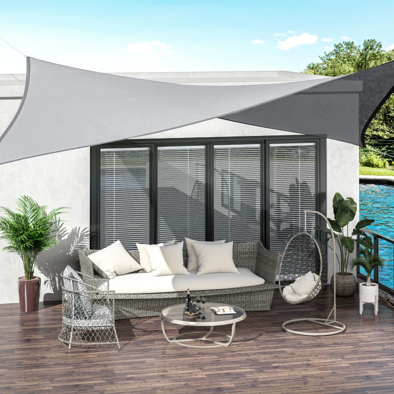 Outsunny Voile d'ombrage rectangulaire 4 x 3 m polyéthylène Haute densité Protection UV Avec sac de rangement - Coloris gris