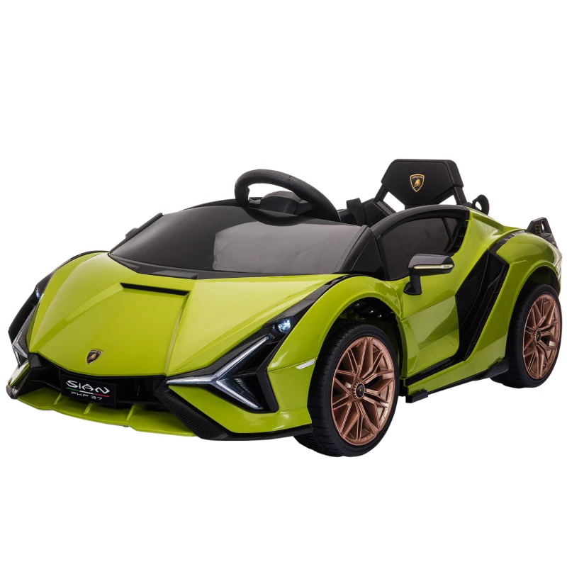 HOMCOM Lamborghini Sian Licensed Electric Car for Kids, 12V Kids Electric Ride on Car with Dual Motors, Remote Control, Green