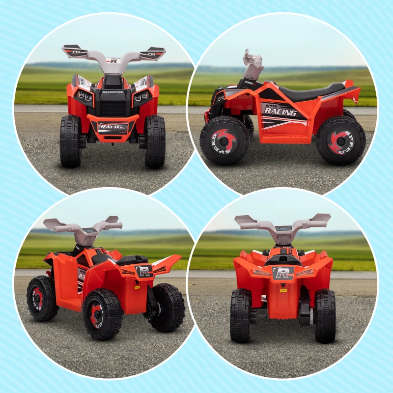 HOMCOM Quad électrique pour enfants véhicule à batterie 6V avec marche avant et arrière 70L x 41,5l x 48,5H cm Rouge
