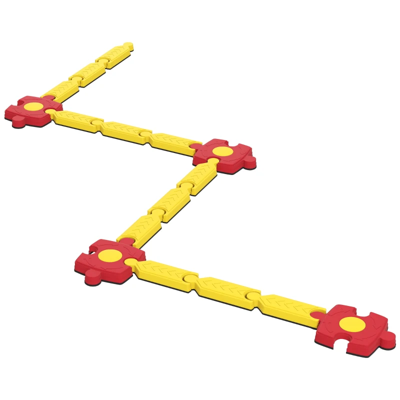 AIYAPLAY Kinder Balansbalk Set, vrij ontwerpbaar, kunststof, flexibele onderdelen, Geel+Rood