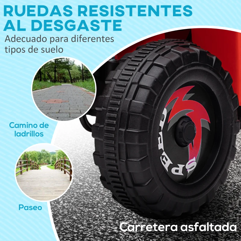 HOMCOM Quad Eléctrico para Niños con Remolque Coche Eléctrico Cuatrimoto para Niños de 18-36 Meses 106x41,5x48,5 cm Rojo