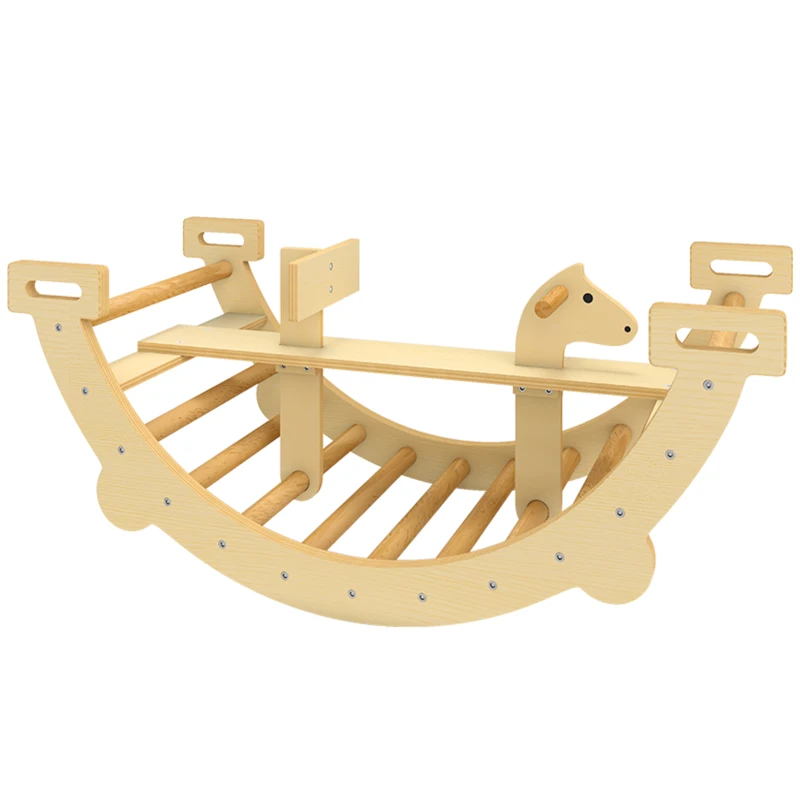 AIYAPLAY Montessori klimrek voor binnen, 2 in 1 klimboog van hout, voor kinderen 2-4 jaar, 110x52x45 cm, naturel hout
