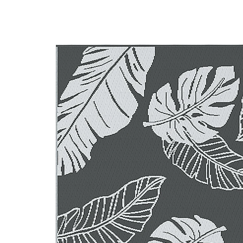Outsunny Waterdicht Buitentapijt met Bladerpatroon - 182x274cm - Grijs/Wit