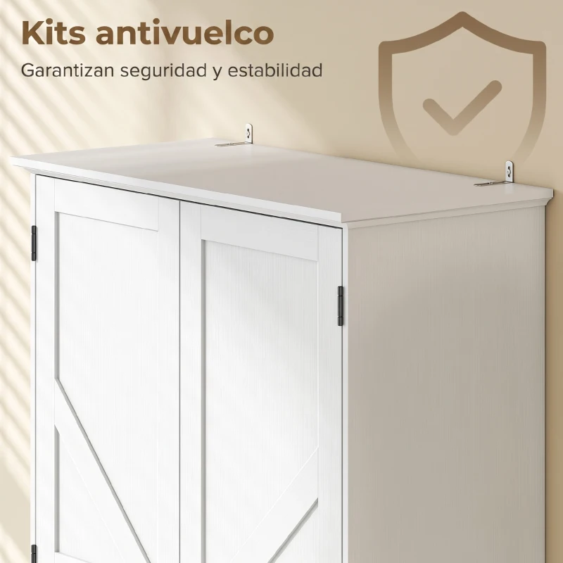 HOMCOM Armario Despensa de Cocina con 2 Cajones 6 Estantes en Puertas Estantes Ajustables 80x39,5x184,5 cm Blanco
