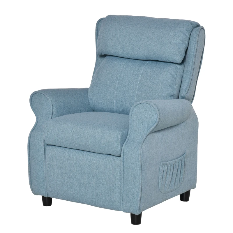 HOMCOM kinderbank kinderzitbank kinderfauteuil stoel ligbank verstelbaar met voetensteun voor 3-8 jaar jongens en meisjes blauw 58 x 53 x 70 cm(m-11)