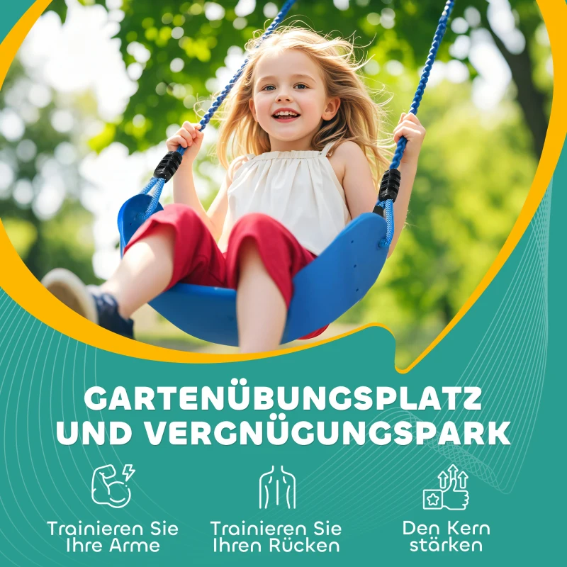 AIYAPLAY 6 Tokkelbaan-Kits voor Kinderen, 50 kg Belastbaarheid, 3-6 Jaar, Draagtas, Blauw