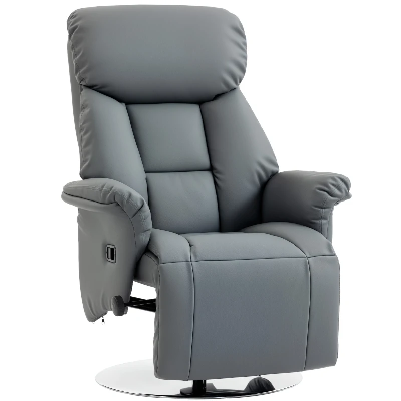HOMCOM Relaxstoel met ligfunctie, lederlook, voetensteun, tot 120 kg, 78 x 80 x 109 cm, grijs
