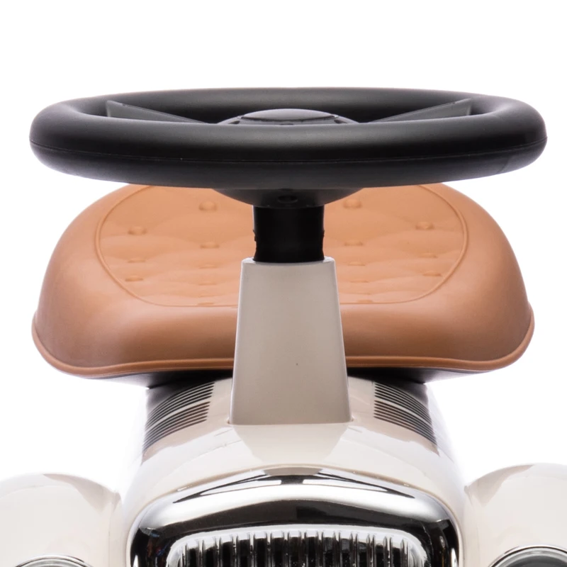 AIYAPLAY Porteur enfants voiture véhicule à pousser multi-équipée 12-36 mois coffre klaxon style vintage blanc crème(m-10)