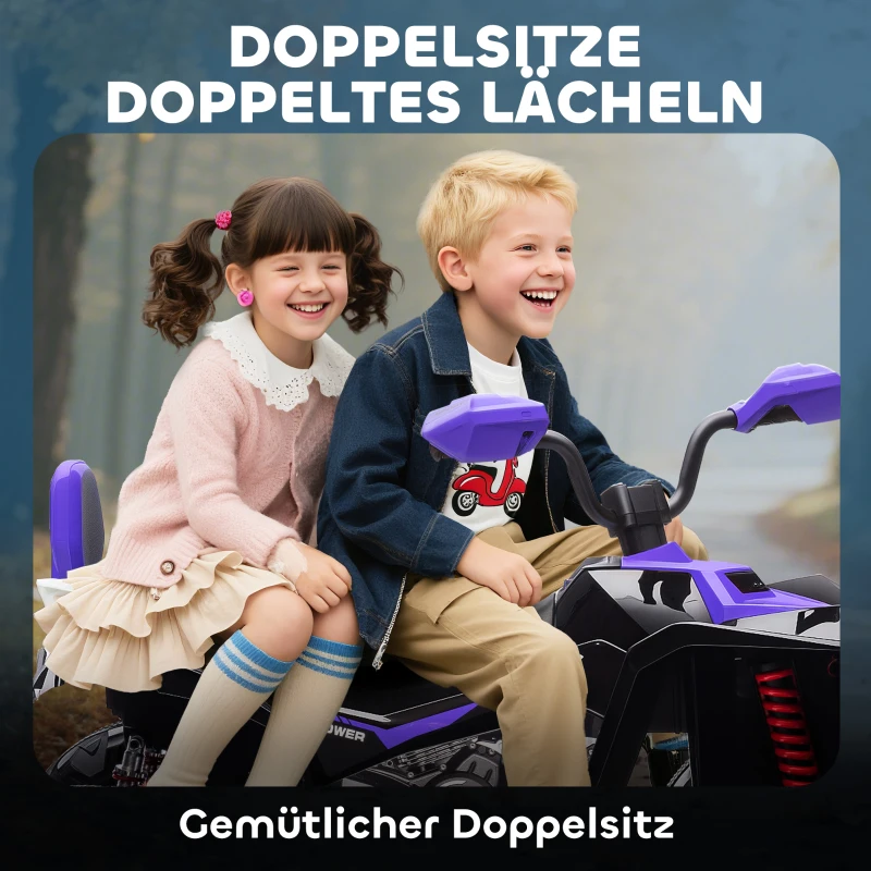 AIYAPLAY Kinder Elektrische Quad, 24V Elektrisch Voertuig met 4 Wielen, Koplampen, USB-aansluiting, MP3-functie, 6,5 km/u, 3-8 jaar