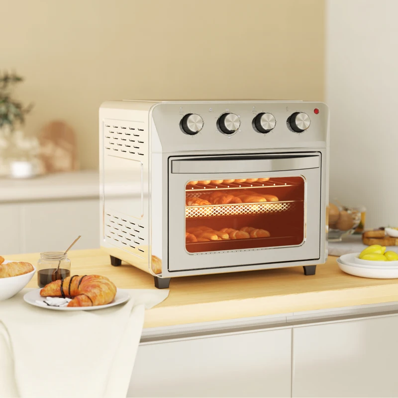 HOMCOM 24L Air Fryer Oven, Mini Oven, Oil Free Cooking, Grill, Roast, Bake, with Adjustable Temperature, Timer, Touch Screen, Dishwasher Safe, 1600W, Silver