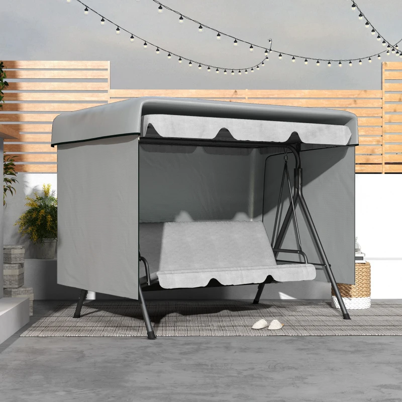 Outsunny Funda Protectora Impermeable para Balancín de Jardín 3 Plazas con Cremallera Antipolvo y Antiviento 215x155x150 cm