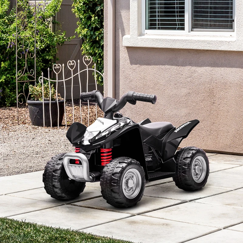 AIYAPLAY Quad Elettrico per Bambini 18-36 Mesi con Luci LED, Clacson e Pedali, 65.5x38.5x43.5 cm, Nero