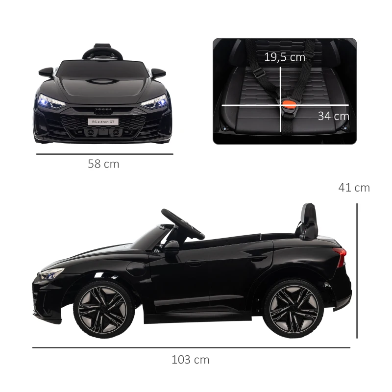 HOMCOM Macchina Elettrica per Bambini 5 Anni con Licenza Audi, Telecomando e Musica, Nera