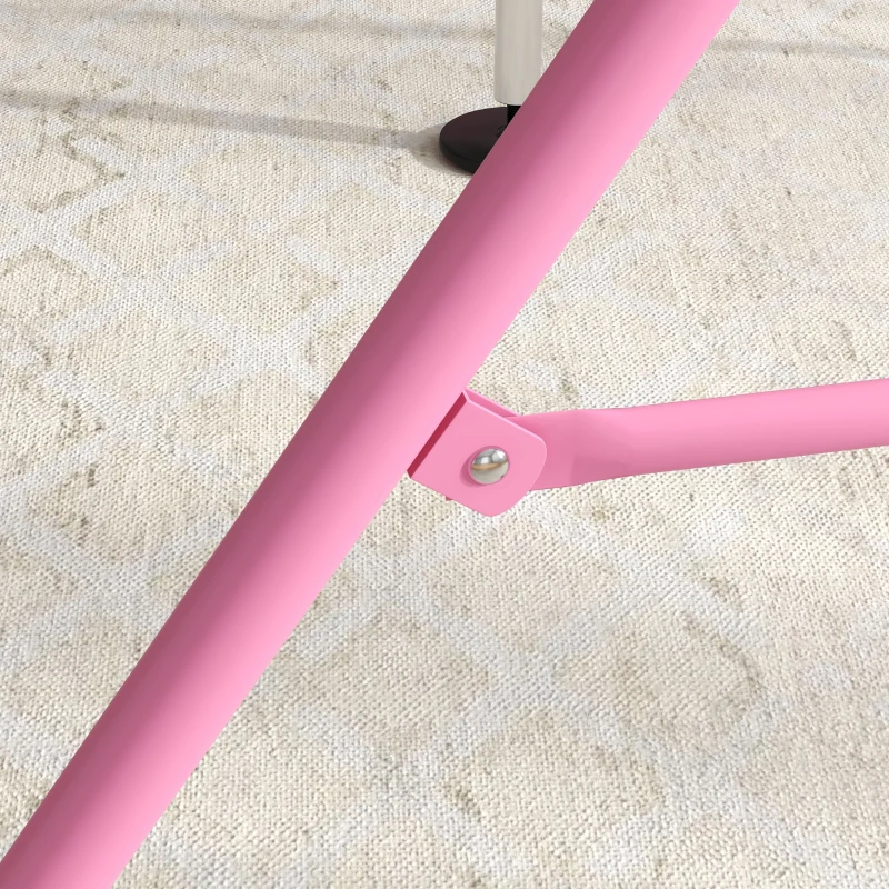 HOMCOM Barre de gymnastique pour enfants, barre horizontale pliable à hauteur réglable avec anneaux de gymnastique, rose