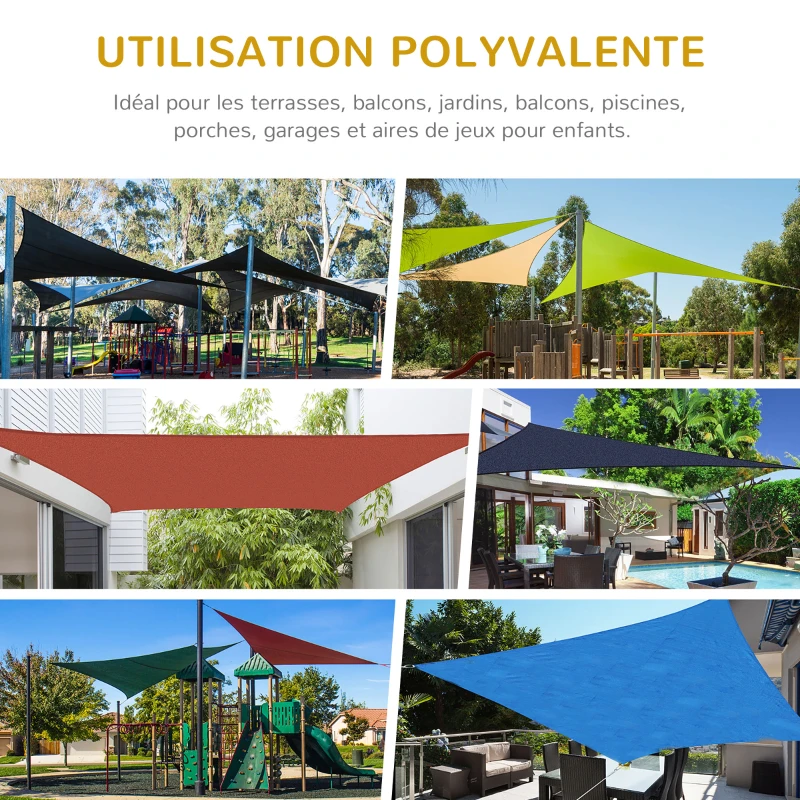 Outsunny Voile d'ombrage rectangulaire 3 x 3 m polyéthylène Haute densité Protection UV Avec sac de rangement - Coloris sable