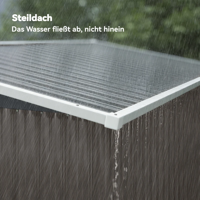 Outsunny Metalen tuinschuur 2,68 m², afsluitbare tuinberging met 3 deuren, ventilatie en lessenaarsdak, incl. handschoenen