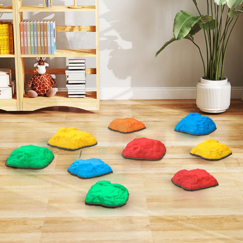 AIYAPLAY Balance Stepping Stones for Kids with Non-Slip Bottom, Indoor Outdoor Obstacle Course for Ages 3-8 Years, Multicoloured